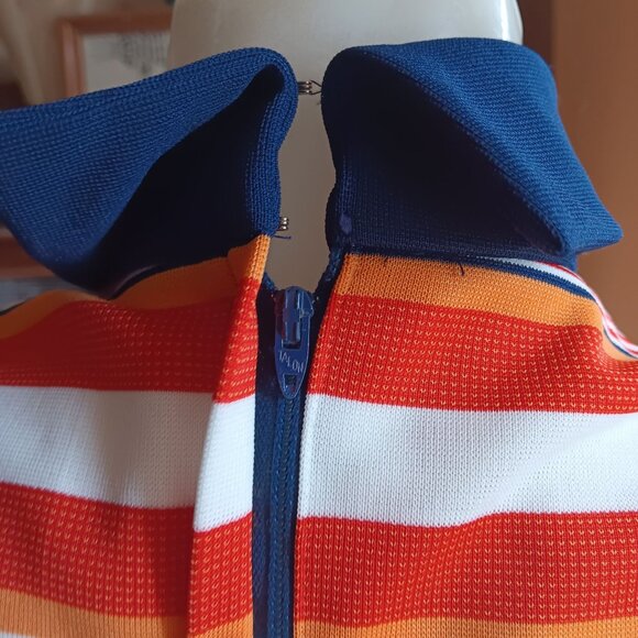 Medium Vintage Sleeveless Striped Mod Dress Stretch Polyester Knit 1960's Mod - Picture 6 of 9